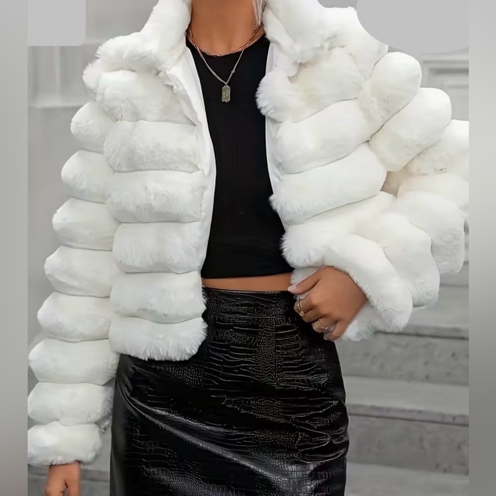 Women's White Faux Fur Jacket